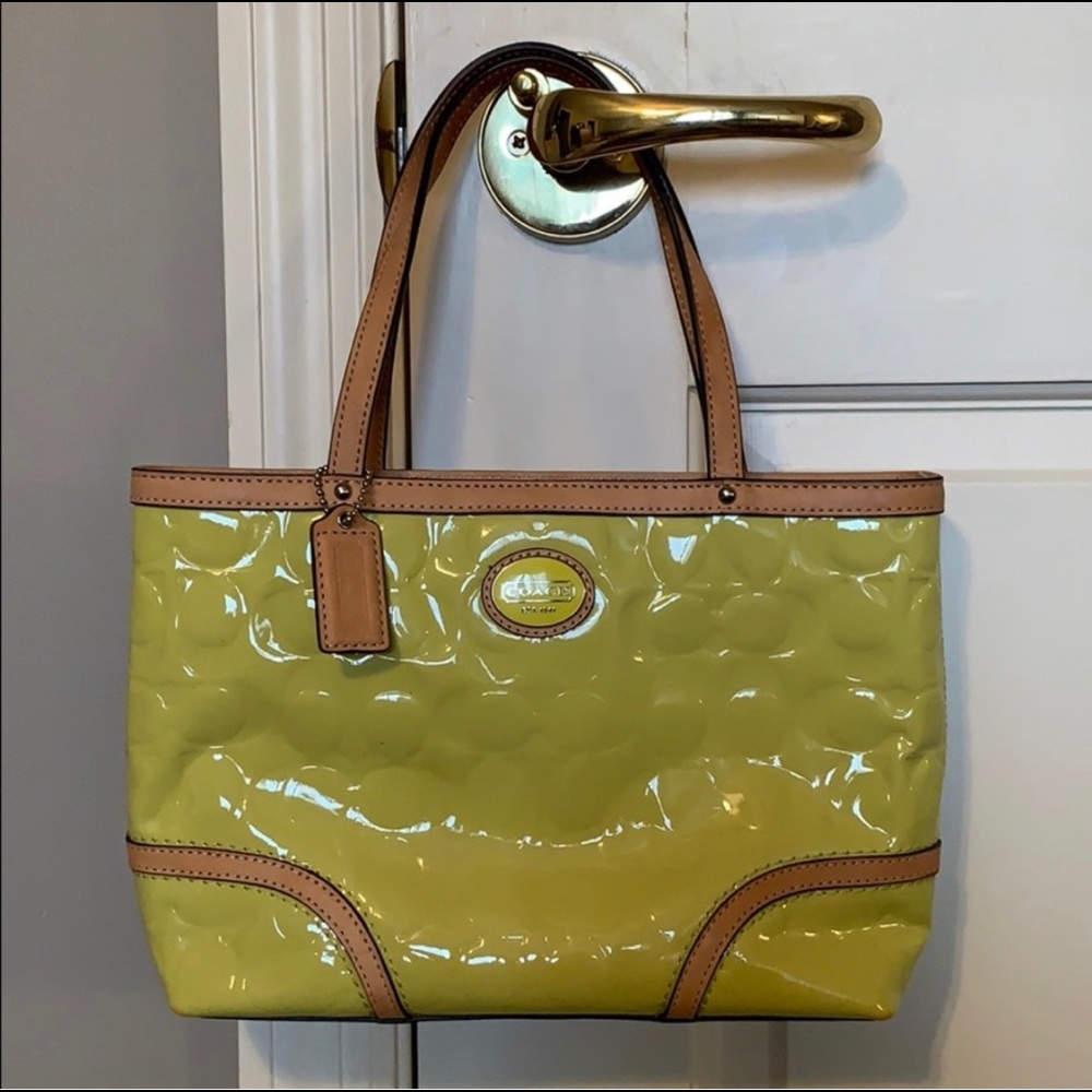 Lime green luxury coach handbag